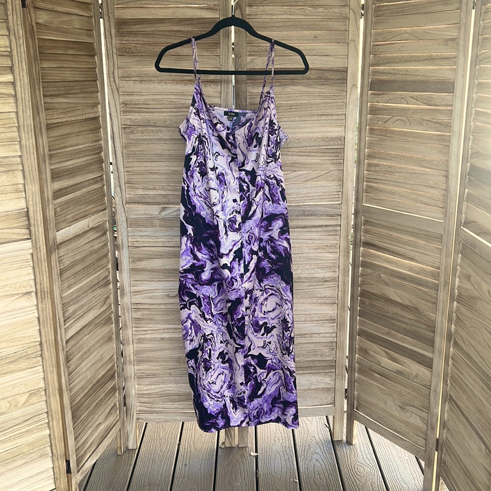 (xl) AFRM Maxi Swirly Purple Lavender psychedelic dress spaghetti strap